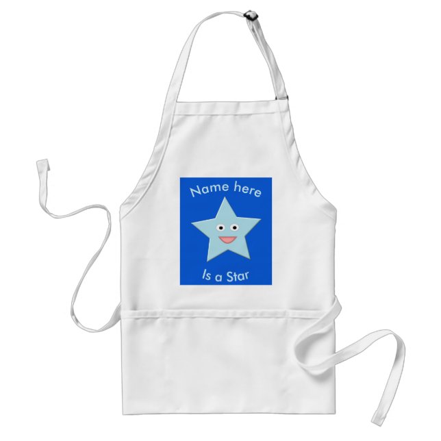 Bright Blue Celebration Star Custom Cooking Apron (Front)
