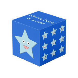 Bright Blue Celebration Star Custom Photo Cube