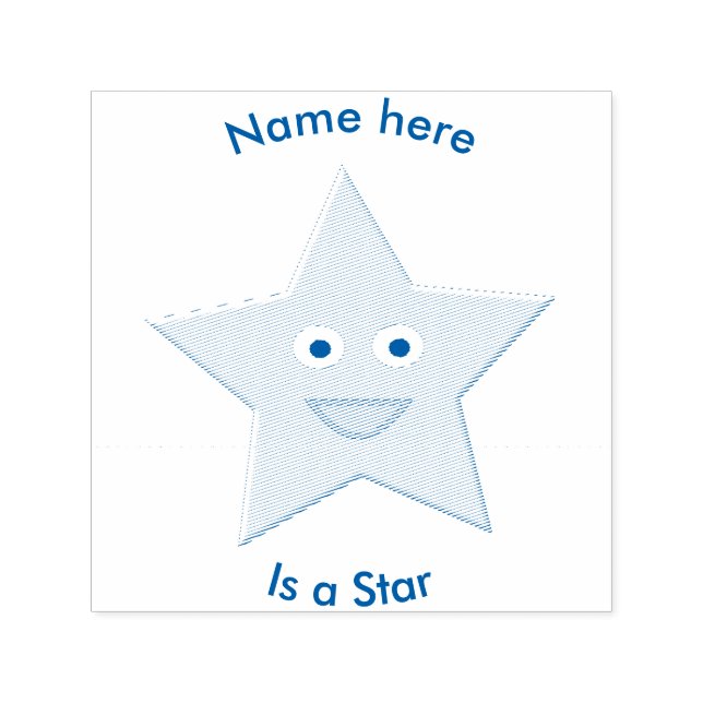 Bright Blue Celebration Star Custom Self Inking Self-inking Stamp (Design)