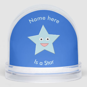 Bright Blue Celebration Star Custom Snowglobe