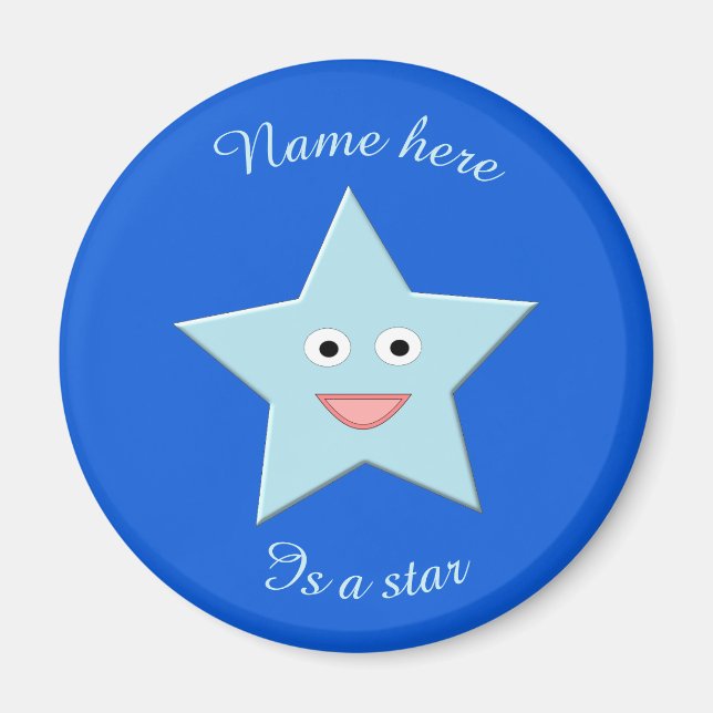 Bright Blue Celebration Star Magnet (Front)