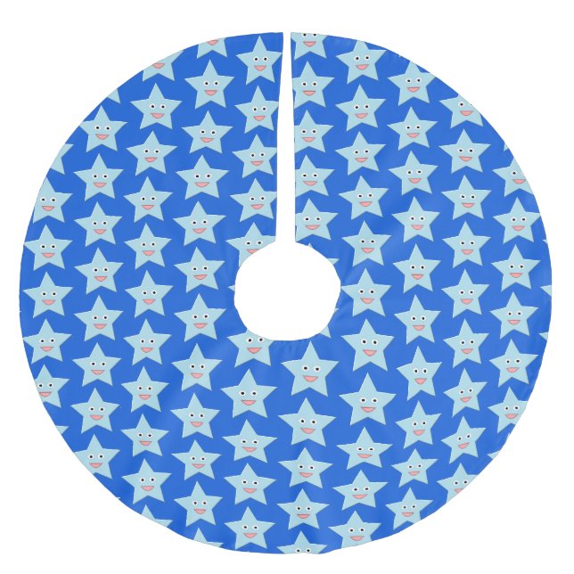 Bright Blue Celebration Star Tree Skirt (Front)