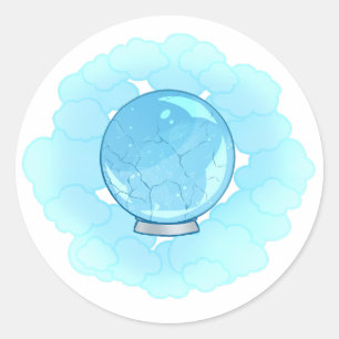 Bright Blue Cracked Crystal Ball Classic Round Sticker