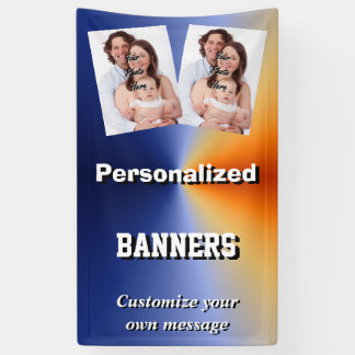 Bright blue custom photo template banner