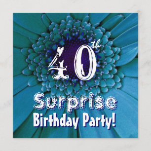 Bright Blue Daisy 40th Surprise Birthday Template
