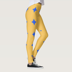 Bright Blue Diamond Starburst Pattern Leggings