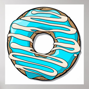 Bright Blue Donut with Icing Poster