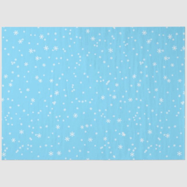 Bright Blue Elegant Winter Snowflakes Tissue Paper (Front)