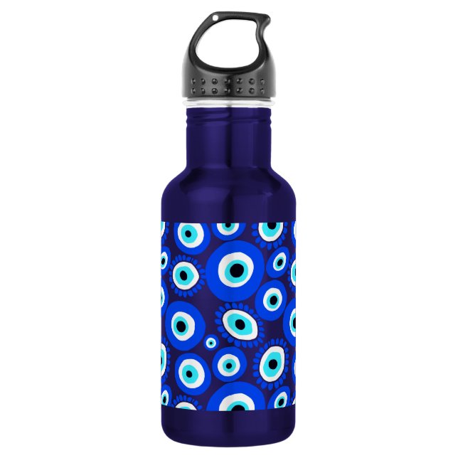 Bright Blue Evil Eyes Pattern 532 Ml Water Bottle (Front)