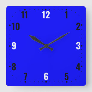 Bright Blue Face With Numbers - Frameless  Square Wall Clock