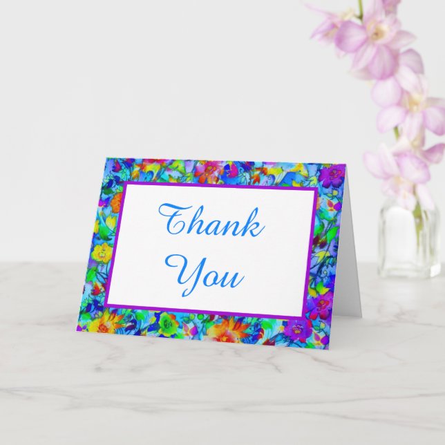 Bright blue floral card (Orchid)
