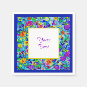 Bright blue floral napkin
