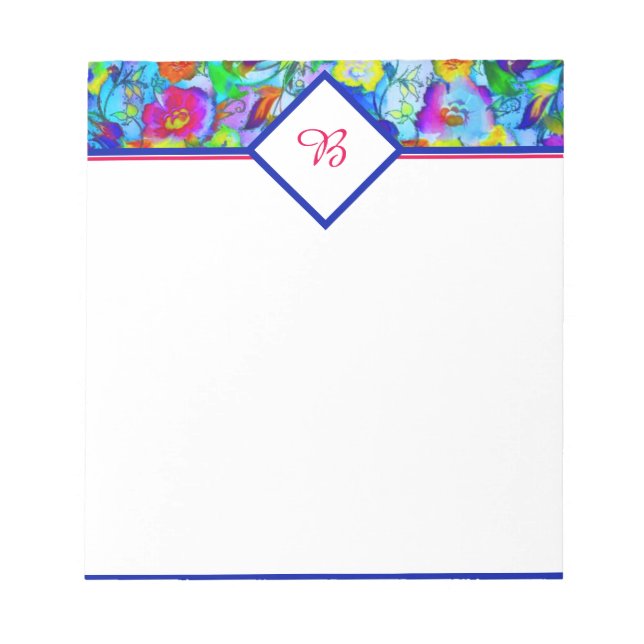 Bright blue floral notepad (Front)
