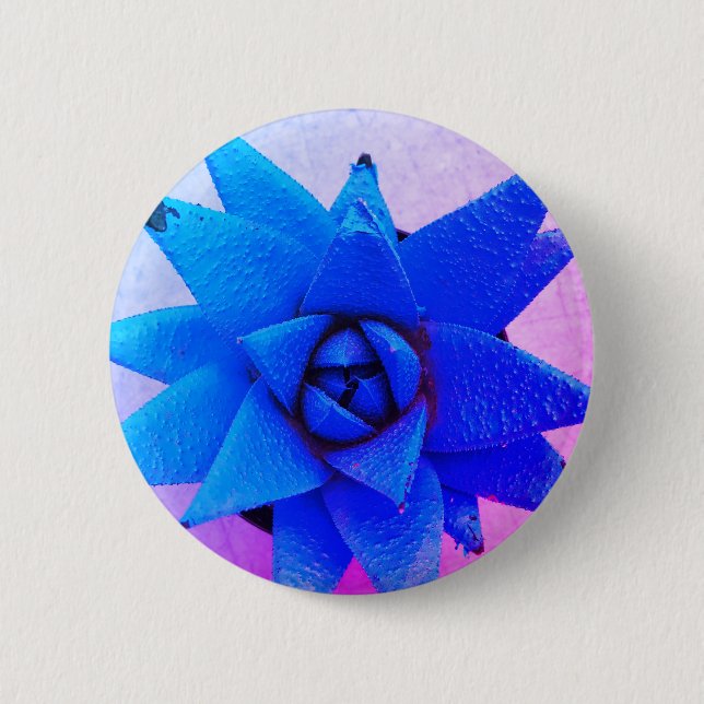Bright blue flower. 6 cm round badge (Front)