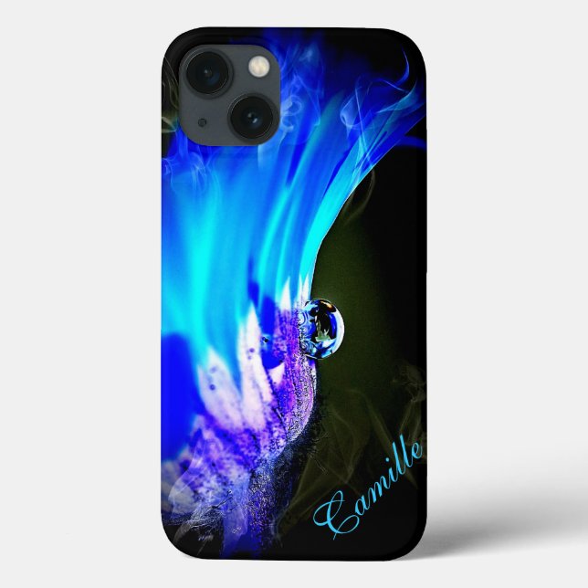 Bright Blue Flower W/Water Drop iPad Mini Case (Back)