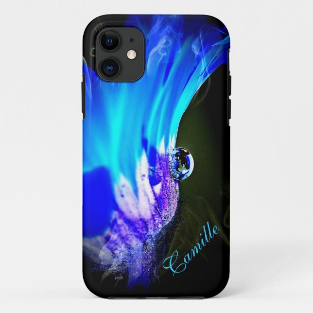 Bright Blue Flower W/Water Drop iPhone 5 Case (Back)