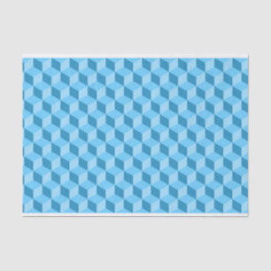 BRIGHT BLUE GEOMETRIC CUBE PATTERNS TISSUE PAPER
