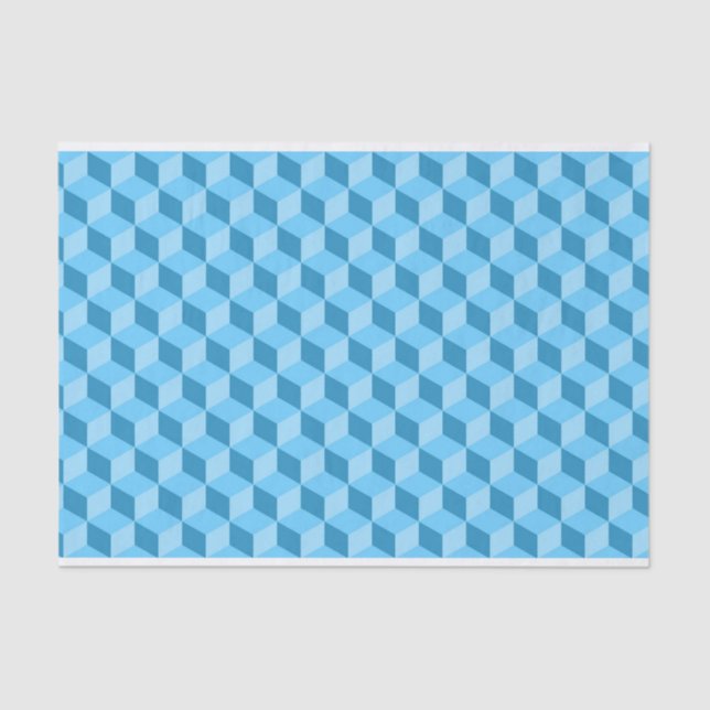 BRIGHT BLUE GEOMETRIC CUBE PATTERNS TISSUE PAPER (Front)