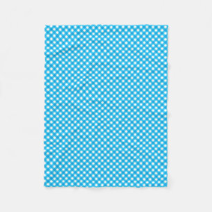 Bright Blue Gingham Pattern Fleece Blanket