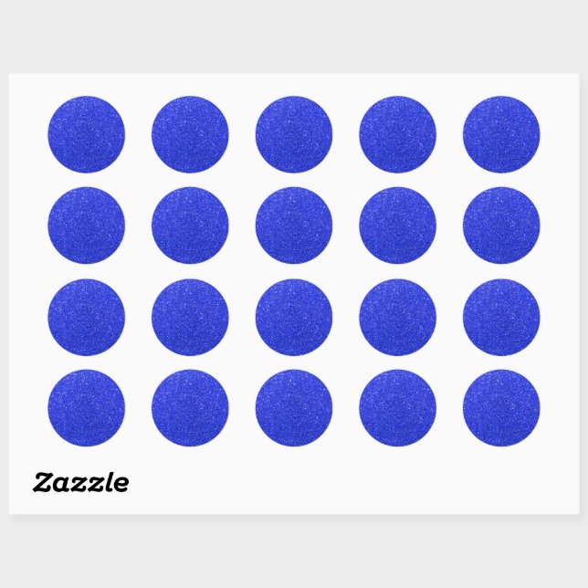 Bright blue glitter classic round sticker (Sheet)
