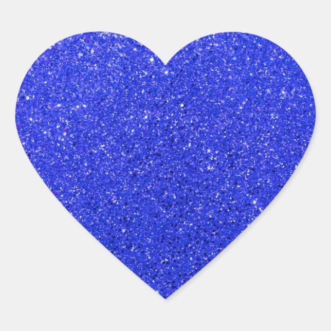 Bright Blue Glitter Heart Sticker (Front)