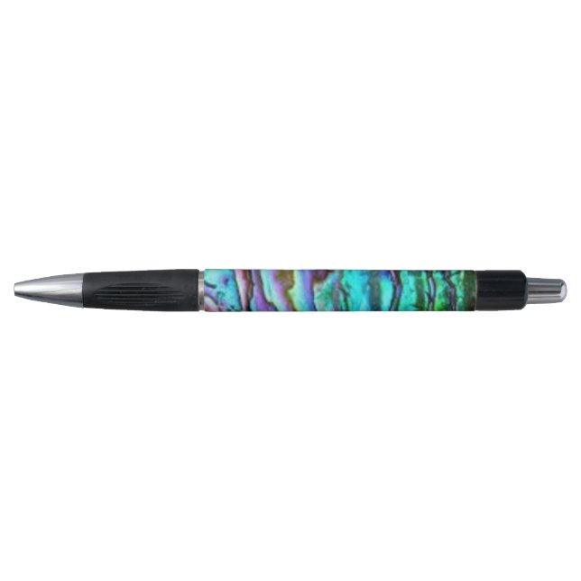 Bright Blue Green Paua Abalone Shell Pen (Front)