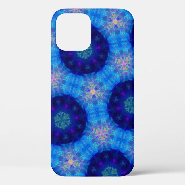 Bright Blue Hexagon Kaleidoscope Pattern Case-Mate iPhone Case (Back)