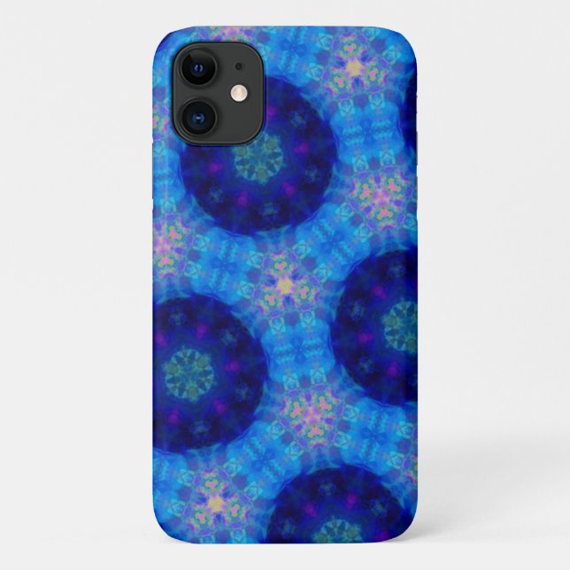 Bright Blue Hexagon Kaleidoscope Pattern Case-Mate iPhone Case (Back)