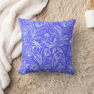 Bright-blue lilac floral pattern cushion