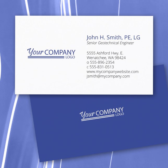 Bright Blue Logo Business Card (Minimalist professional bold blue, primary blue simple business card with blue logo)