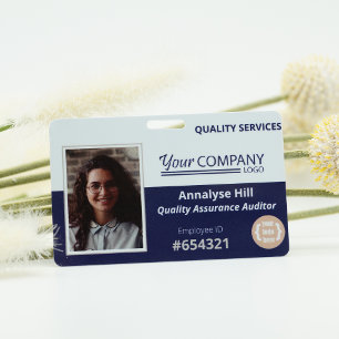 Bright Blue Logo Entry Employee Photo ID ID Badge