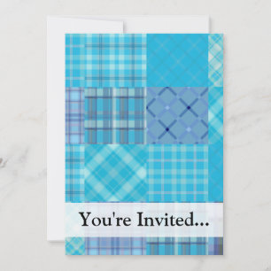 Bright Blue Madras Plaid Invitation