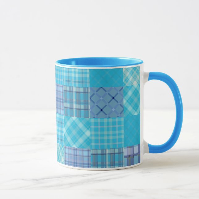 Bright Blue Madras Plaid Mug (Right)