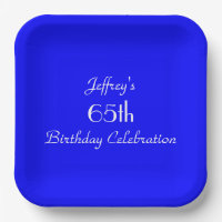 Bright Blue Minimalist, 65th Birthday Party Square