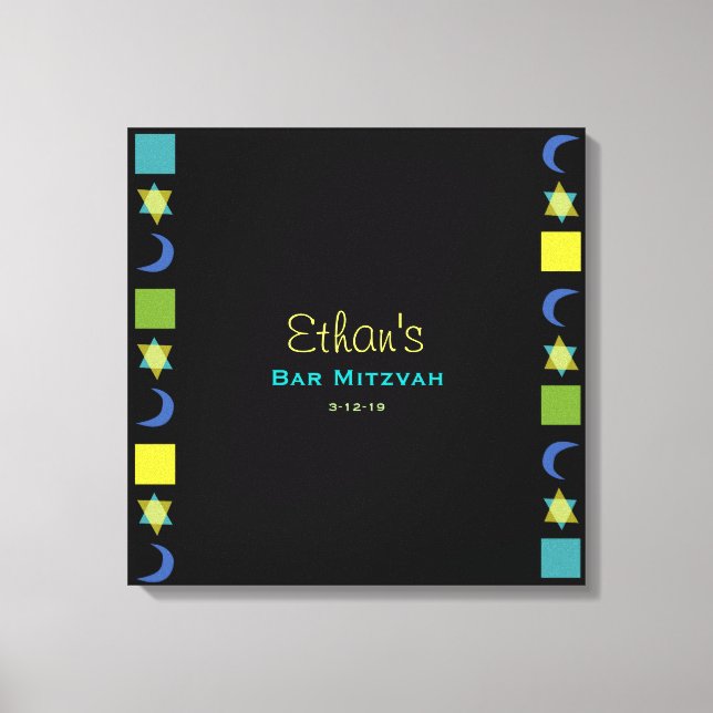 BRIGHT BLUE MITZVAH Bat Bar Mitzvah Sign In Board (Front)