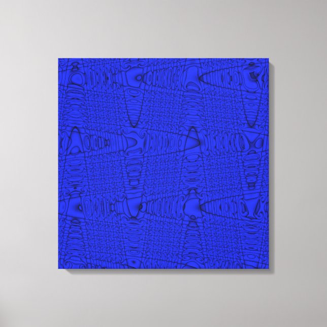 Bright Blue Modern Geometric Abstract Wave Pattern Canvas Print (Front)