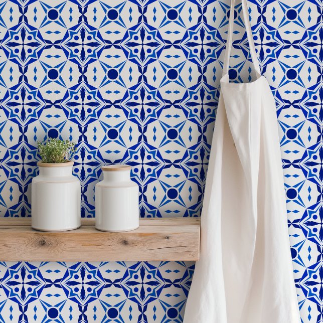 Bright Blue Mosaic Tile Inspired Wallpaper (Creator Uploaded)