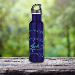 Bright Blue Music Notes Personalised 710 Ml Water Bottle
