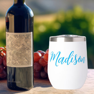 Bright Blue Name in Handwritten Script Custom