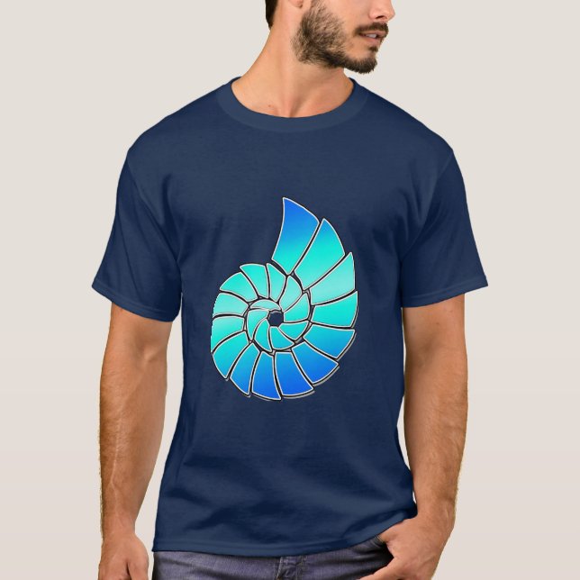 Bright Blue Nautilus Shell T-Shirt (Front)