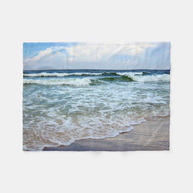 Bright Blue Ocean Waves Fleece Blanket (Front (Horizontal))