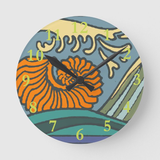 Bright Blue Ocean Waves Round Clock (Front)