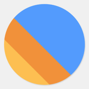 Bright Blue Orange Golden Yellow Diagonal Stripes Classic Round Sticker