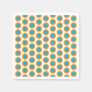Bright Blue Orange Polka Dots Modern Funky Napkin