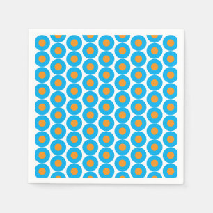 Bright Blue Orange Polka Dots Modern Funky Napkin
