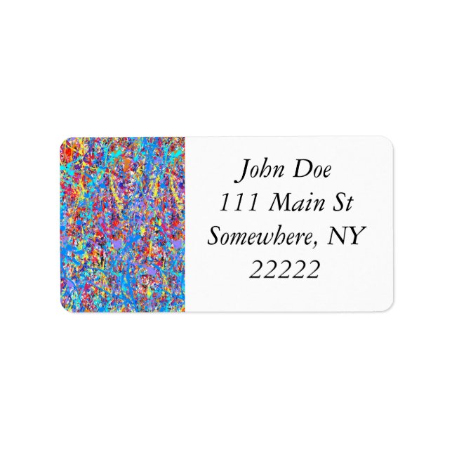Bright Blue Paint Splatter Abstract Label (Front)
