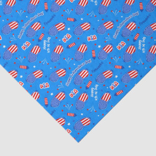 Bright Blue Patriotic Stars and Stripes Fireworks Tissue Paper