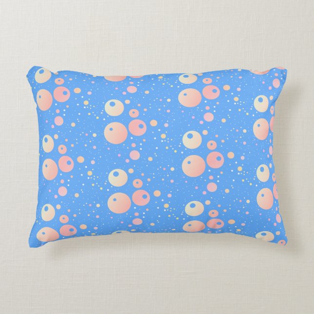 Bright blue pink dots pattern  decorative cushion (Front)