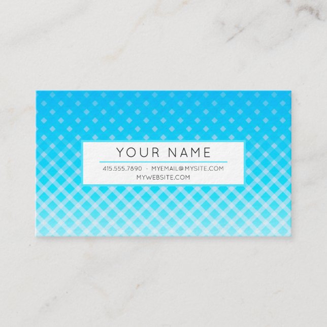 Bright Blue Plaid Business Card (Front)