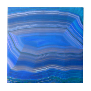 Bright Blue Polished Agate Slice Photo Tile